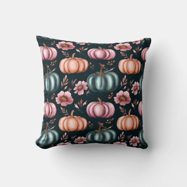 Cute Watercolor Fall Pumpkin Mönster Kudde (Framsida)