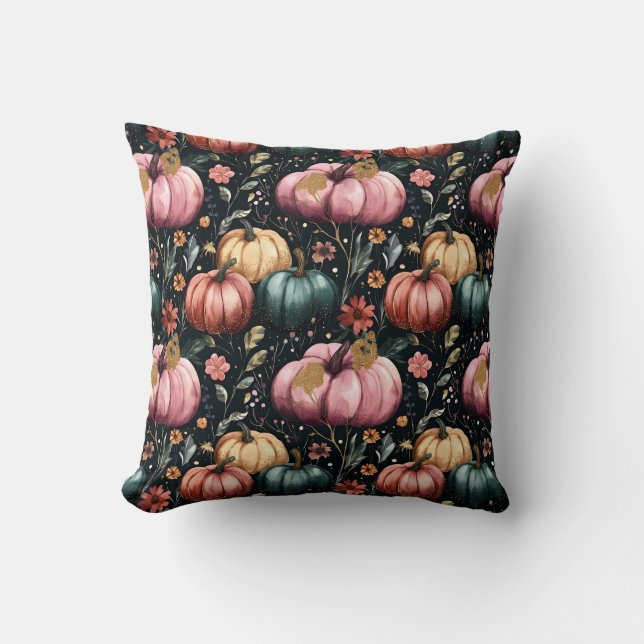 Cute Watercolor Fall Pumpkin Mönster Kudde (Framsida)