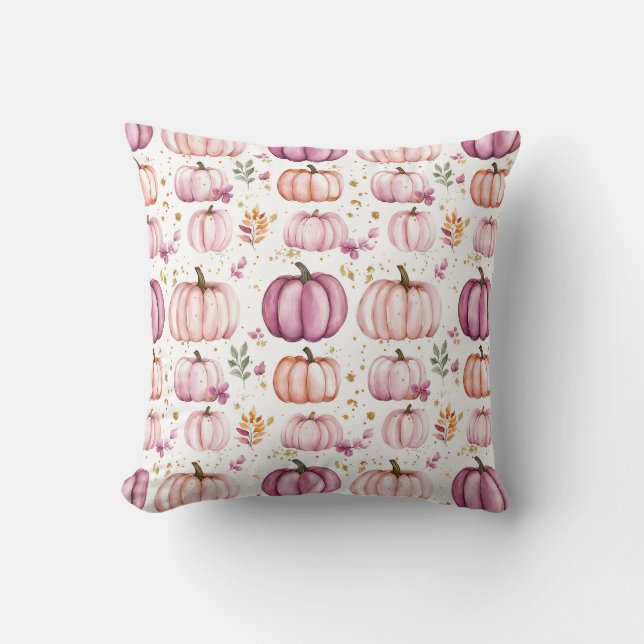 Cute Watercolor Fall Pumpkin Mönster Kudde (Framsida)