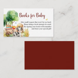 Cute Watercolor Farm Baby Shower, Bokar för Baby Tilläggskort
