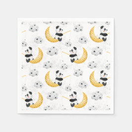 Cute Watercolor Fishing Panda Mönster Birthday Pappersservett