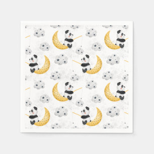 Cute Watercolor Fishing Panda Mönster Birthday Pappersservett