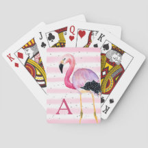 Cute Watercolor Flamingo Monogram Rosa Rand