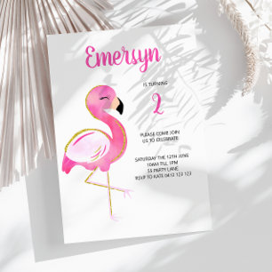Cute Watercolor Flamingo Rosa Guld Glitter Inbjudningar