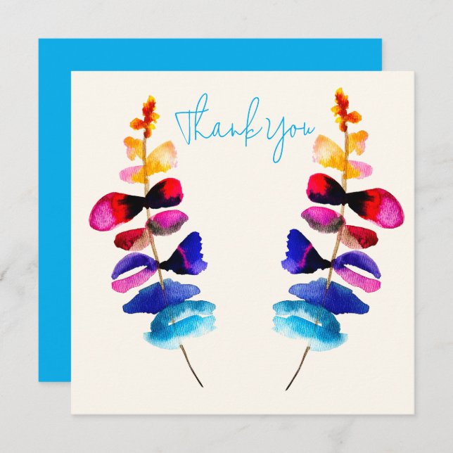 Cute watercolor floral design anteckningskort (Fram/baksida)