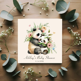 Cute Watercolor Flowers & Bears Baby Shower Pappersservett