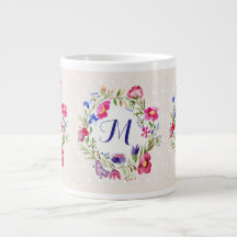 Cute Watercolor Flowers Blommigt Bra Monogram