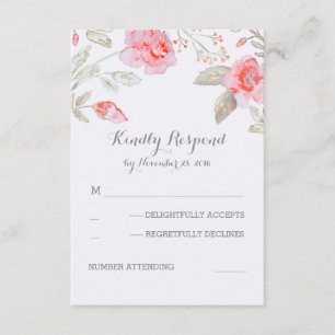 Cute Watercolor Flowers-Bröllop OSA Kort