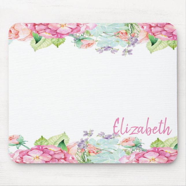 Cute Watercolor Flowers - Personlig Musmatta (Framsidan)