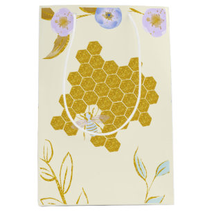 Cute Watercolor Flowery Golden honey Beehive