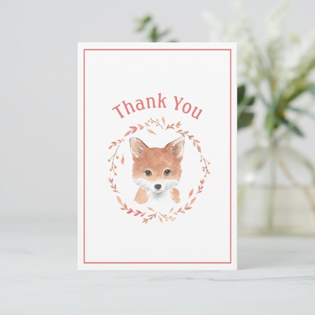 Cute Watercolor Fox - enkelt tackkort Tack Kort (Stående Fram)