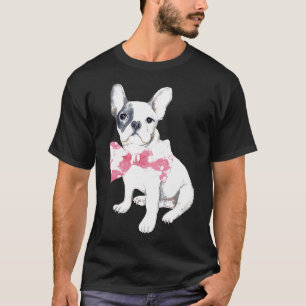 Cute Watercolor Fransk Bulldog Bowtie Woman Girl T Shirt