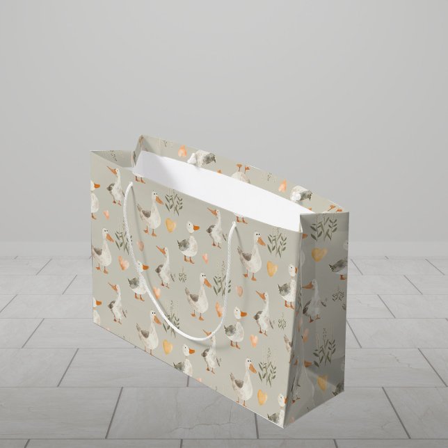 Cute Watercolor Geese Large Gift Bag (Skapare uppladdad)