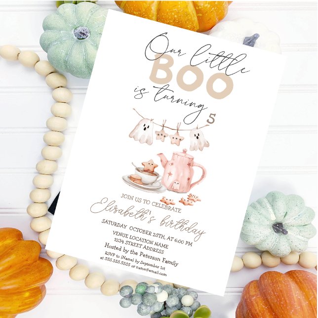 Cute Watercolor Ghost Boo Halloween Birthday Inbjudningar (Skapare uppladdad)