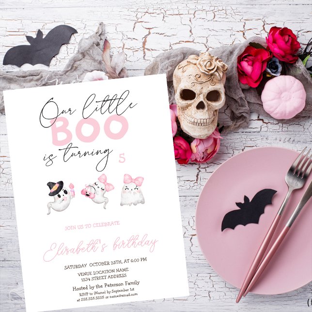 Cute Watercolor Ghost Halloween Birthday Inbjudningar (Skapare uppladdad)