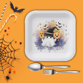 Cute Watercolor Ghost Pumpkin Baby Shower