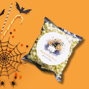 Cute Watercolor Ghost Pumpkin Gotham Baby Shower Runt Klistermärke