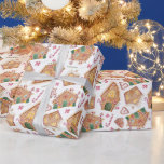 Cute Watercolor Gingerbröd House Vit jul Presentpapper<br><div class="desc">Lägg till en söt och festlig accent till dina presenter med denna unika pappra julomslutning i mönster. Den har en vattenfärg mönster i brödbrödhus med polkagrisar för rött och grönt och sockerkakor. Detta papper för inslagning av brödrott finns i andra storlekar och produkter.</div>