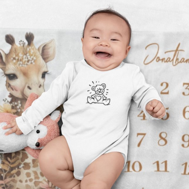 Cute Watercolor Giraffe Baby Milestone Fleecefilt (Skapare uppladdad)