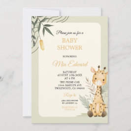 Cute Watercolor Giraffe Baby Shower Design Inbjudningar