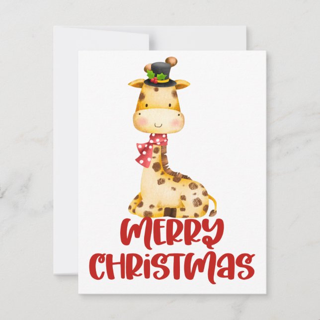 Cute Watercolor Giraffe-julkort Julkort (Framsida)