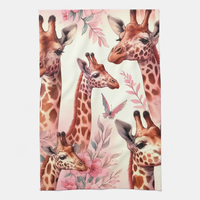 Cute Watercolor Giraffe Kökshandduk (Vertikal)