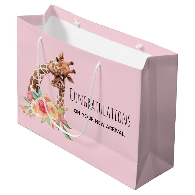 Cute Watercolor Giraffe Mamma & Flicka (Framsidan Vinklad)