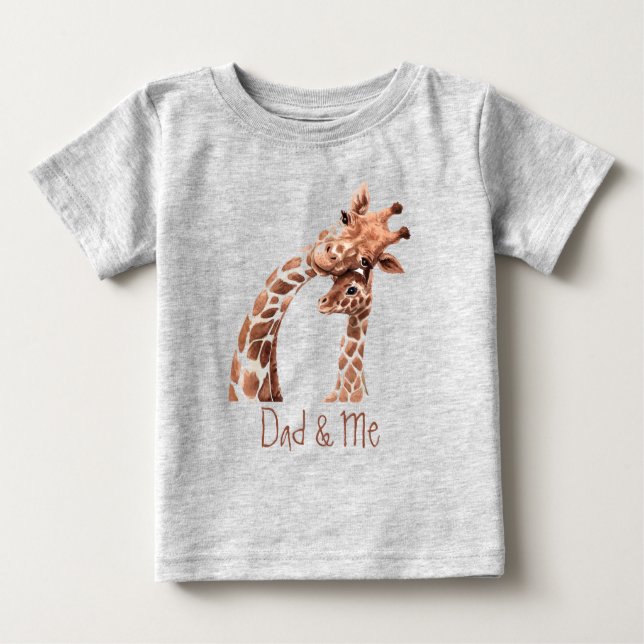 Cute Watercolor Giraffe Pappa & Me Baby Bodykostym T Shirt (Framsida)
