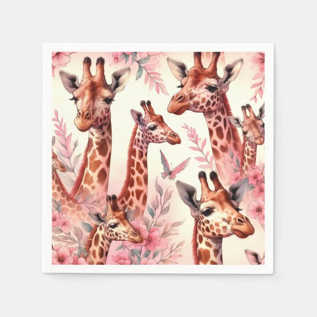Cute Watercolor Giraffe Pappersservett (Framsidan)