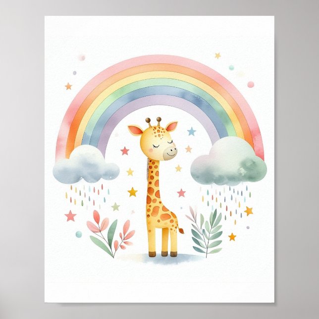 Cute Watercolor Giraffe Poster (Framsidan)
