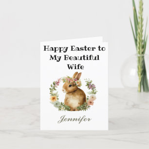 Cute Watercolor glad påsk Bunny Blommigt Maka Helgkort