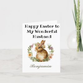Cute Watercolor glad påsk Bunny Blommigt Make Helgkort