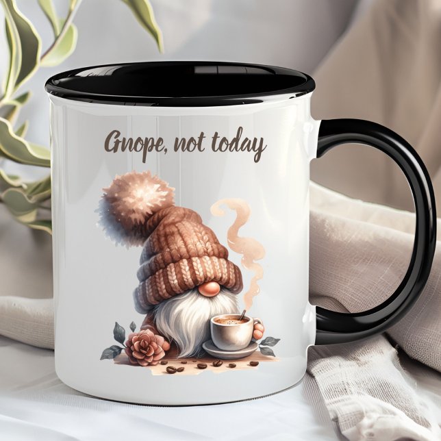 Cute Watercolor Gnome Coffee Mugg (Gnope, not today gnome coffee mug)