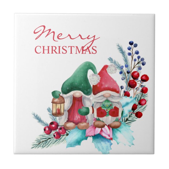 Cute Watercolor Gnomes Kakelplatta (Framsidan)