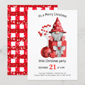 Cute Watercolor Gnomes Little jul Party Inv Inbjudningar