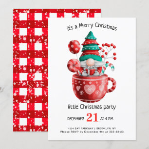 Cute Watercolor Gnomes Little jul Party Inv Inbjudningar