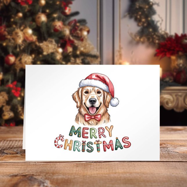 Cute Watercolor Golden Retriever Christmas Helgkort (Skapare uppladdad)