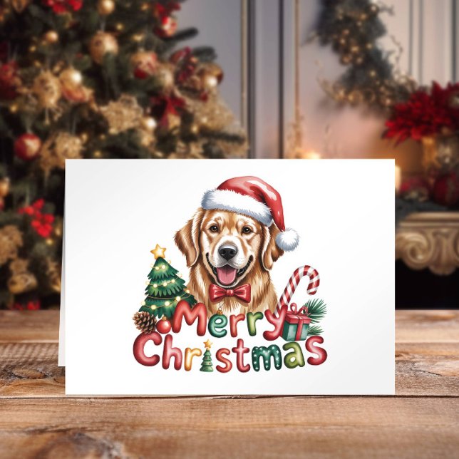 Cute Watercolor Golden Retriever Christmas Helgkort (Skapare uppladdad)