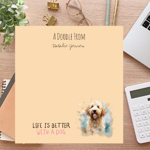 Cute Watercolor Goldendoodle Hund Anteckningsblock