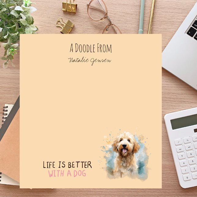 Cute Watercolor Goldendoodle Hund Anteckningsblock (Skapare uppladdad)