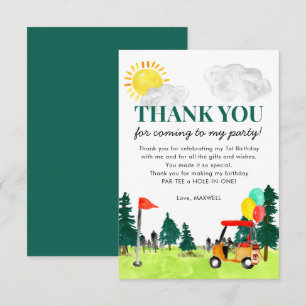 Cute Watercolor Golf Cart Birthday Par-T Party Tack Kort