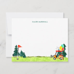Cute Watercolor Golf Sports Golfing Little Pro Anteckningskort