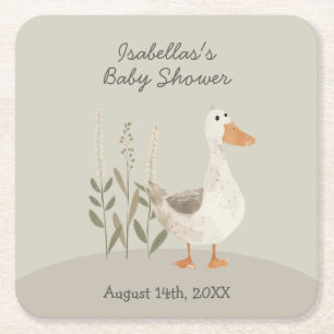 Cute Watercolor Goose Baby Papper Underlägg Kvadrat