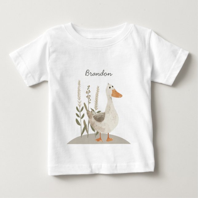 Cute Watercolor Goose Baby T-Shirt (Framsida)