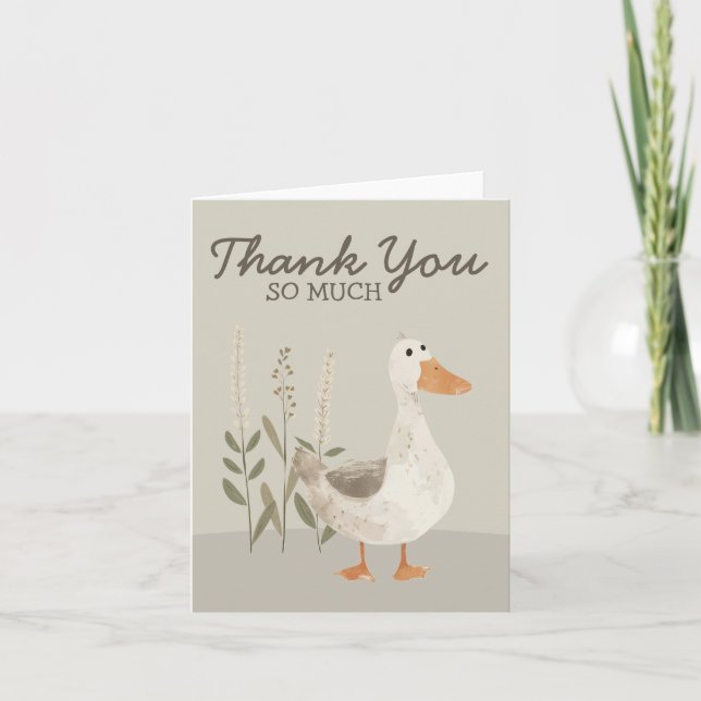 Cute Watercolor Goose Tackkort Card Inbjudan (Framsida)