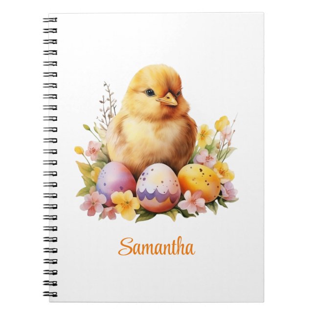 Cute Watercolor Gult Chicken with Eggs Anteckningsbok (Framsidan)