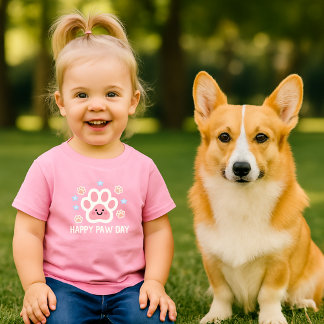 cute  watercolor Happy paw day  T Shirt