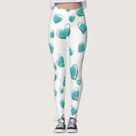 Cute Watercolor Heart Mönster Leggings