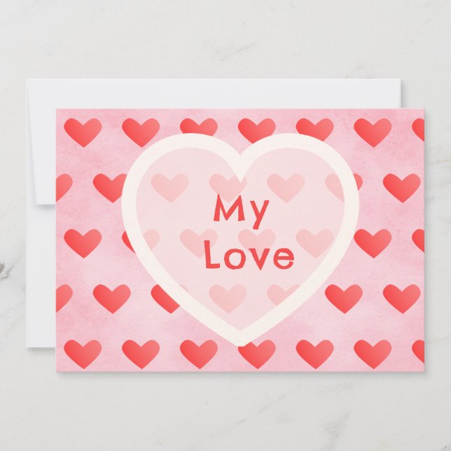 Cute Watercolor Heart Valentine Card (Framsida)