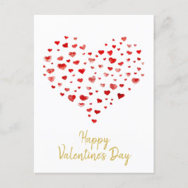 Cute Watercolor Hearts Glad Valentine Day Helg Vykort